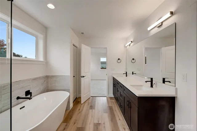 a bathroom with a bathtub