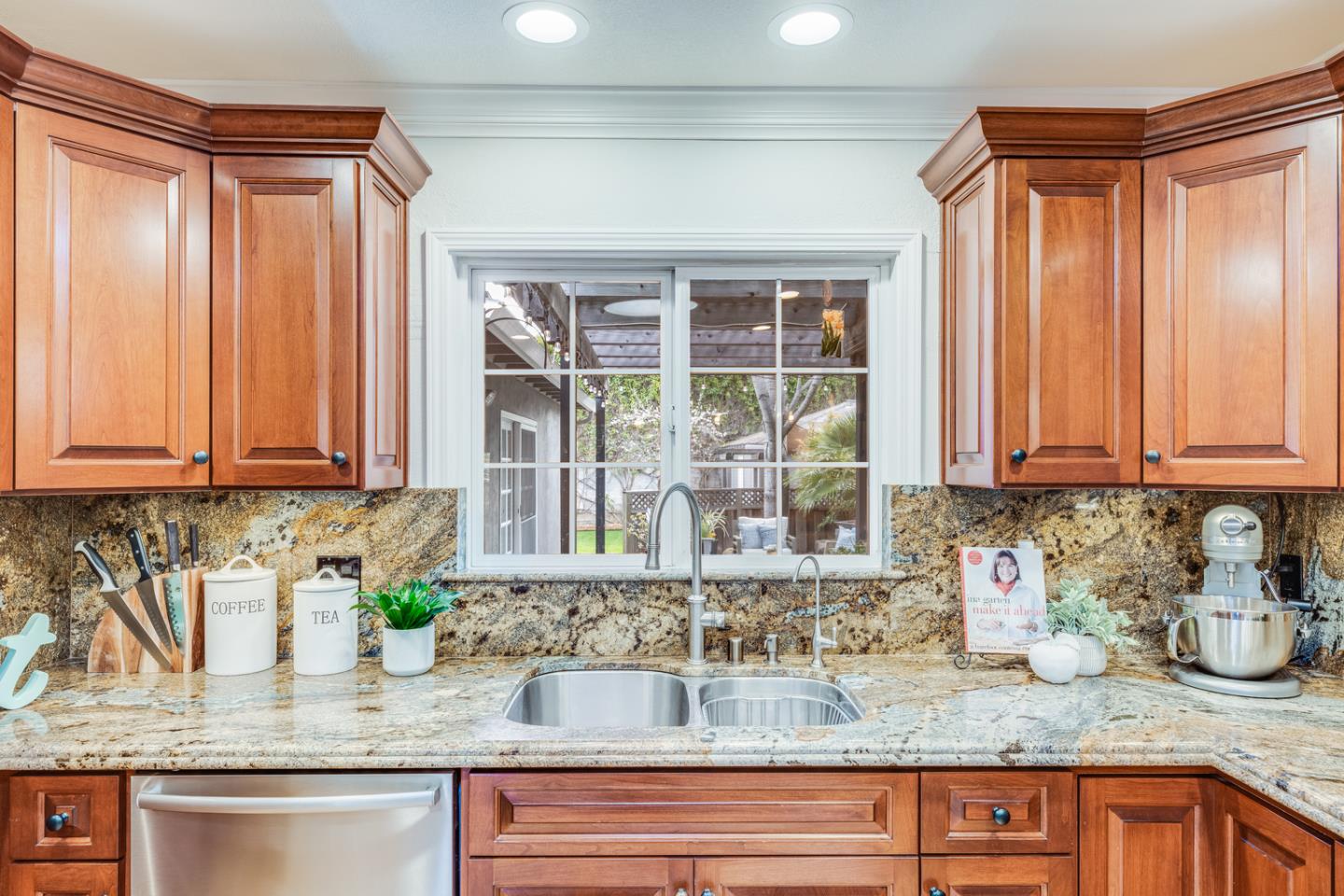 1570 Walnut Drive Campbell, CA 95008 - Photo 31 of 68 a kitchen with granite countertop a sink window and cabinets