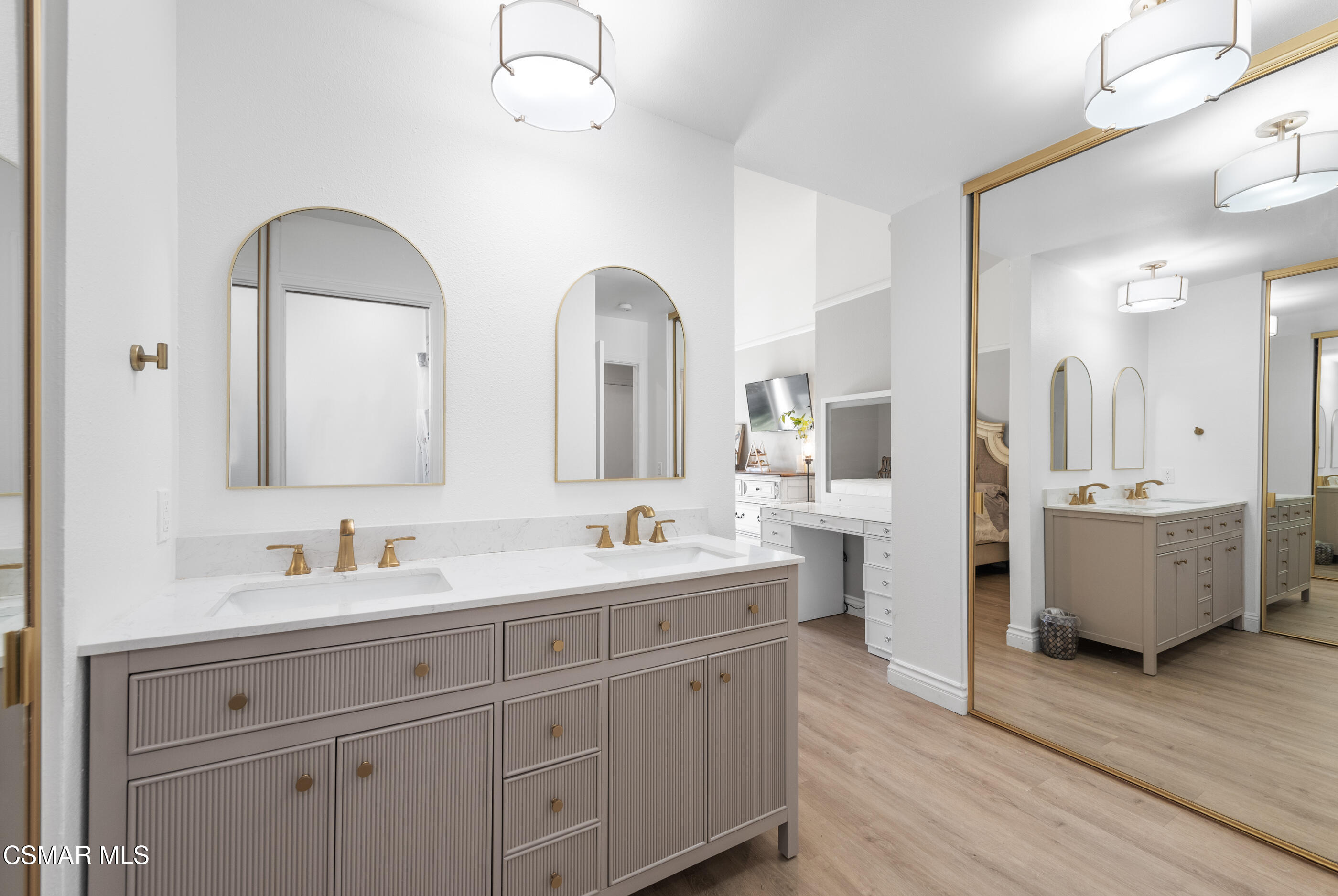 3386 Texas Avenue Simi Valley, CA 93063 - Photo 32 of 71 a spacious bathroom with double vanity sinks a mirror and a shower