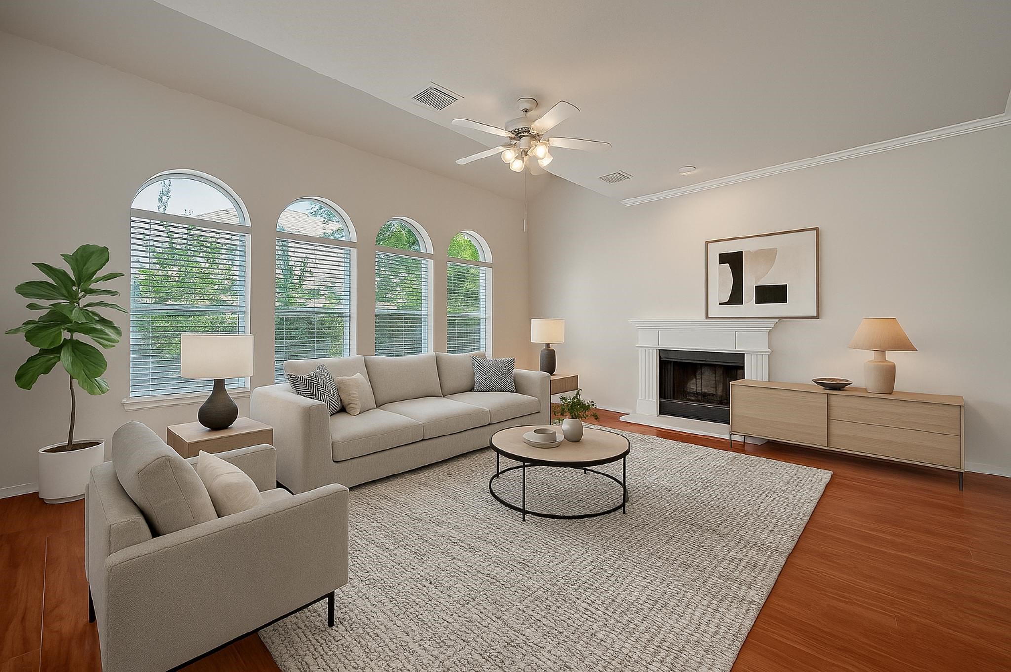 2907 Little Branch Court Houston, TX 77082 - Photo 2 of 50 a living room with furniture and a fireplace