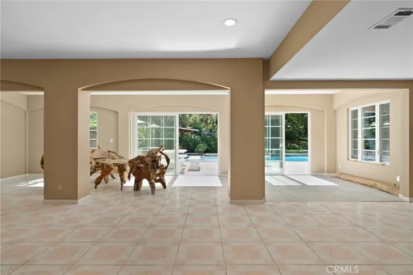 a view of a dining area with furniture