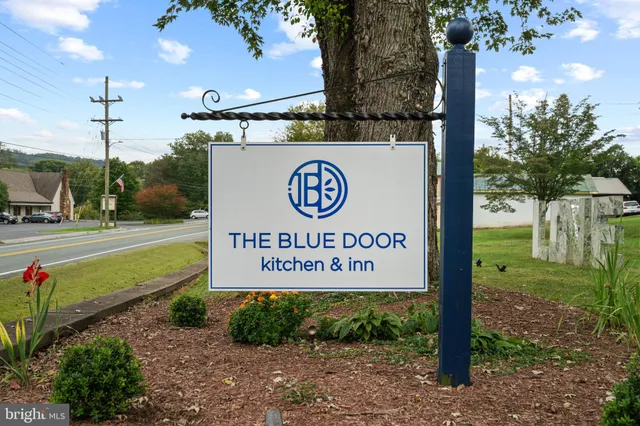 a view of a street sign under a large tree