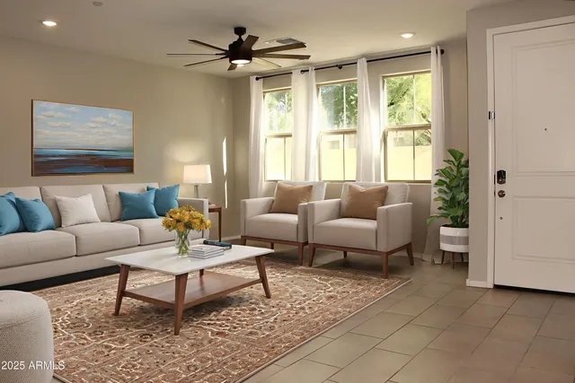 a view of kitchen with stainless steel appliances a refrigerator stove top oven and cabinets