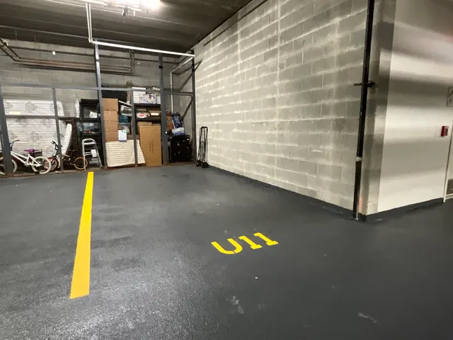 a view of a room with storage