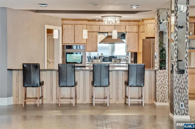 a kitchen with lots of counter top space