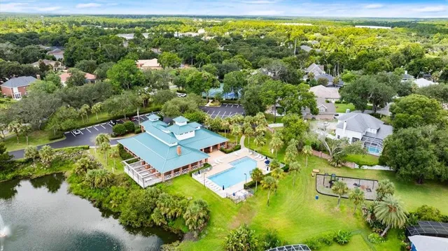 an aerial view of a house