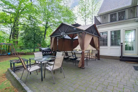 a view of a park with slide