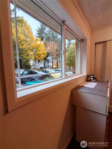 a room with a large window