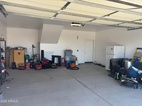 a view of a garage with toys