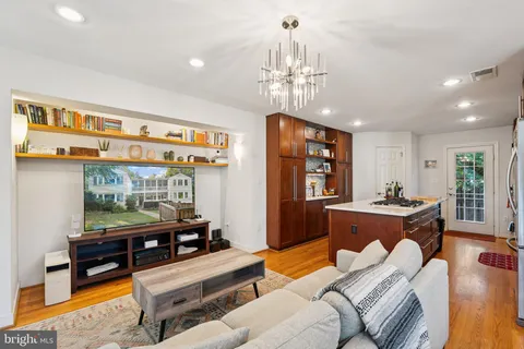 a large living room with dining room