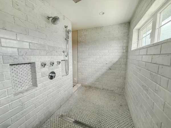 a bathroom with a shower