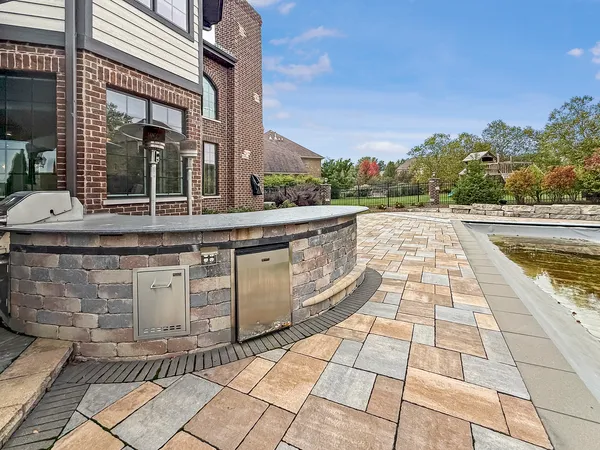 a view of a living room with a large window