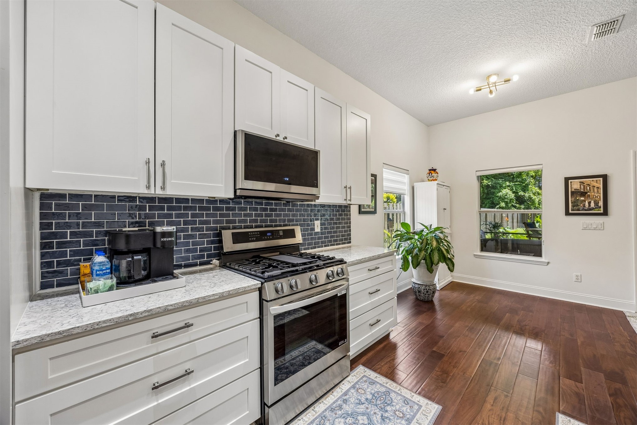86107 Remsenburg Drive Fernandina Beach, FL 32034 - Photo 12 of 58 a kitchen with a stove a microwave and potted plant
