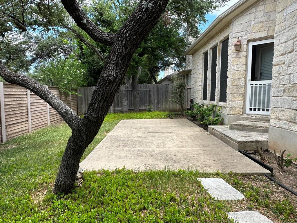 11616 Sweet Basil Court Austin, TX 78726 - Photo 17 of 18 a view of backyard with potted plants and a large tree