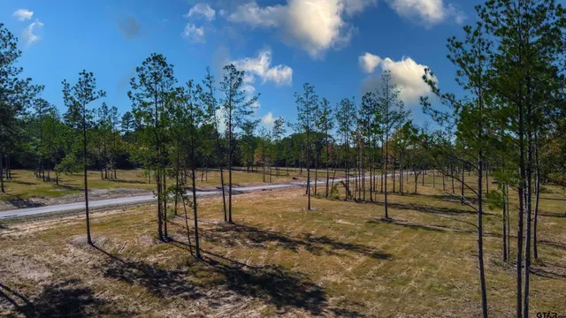 a view of a park with swings and slides