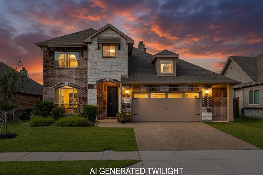 2203 Vista Ridge Road Melissa, TX 75454 - Photo 38 of 40 French country inspired facade featuring stone siding, a yard, driveway, and roof with shingles