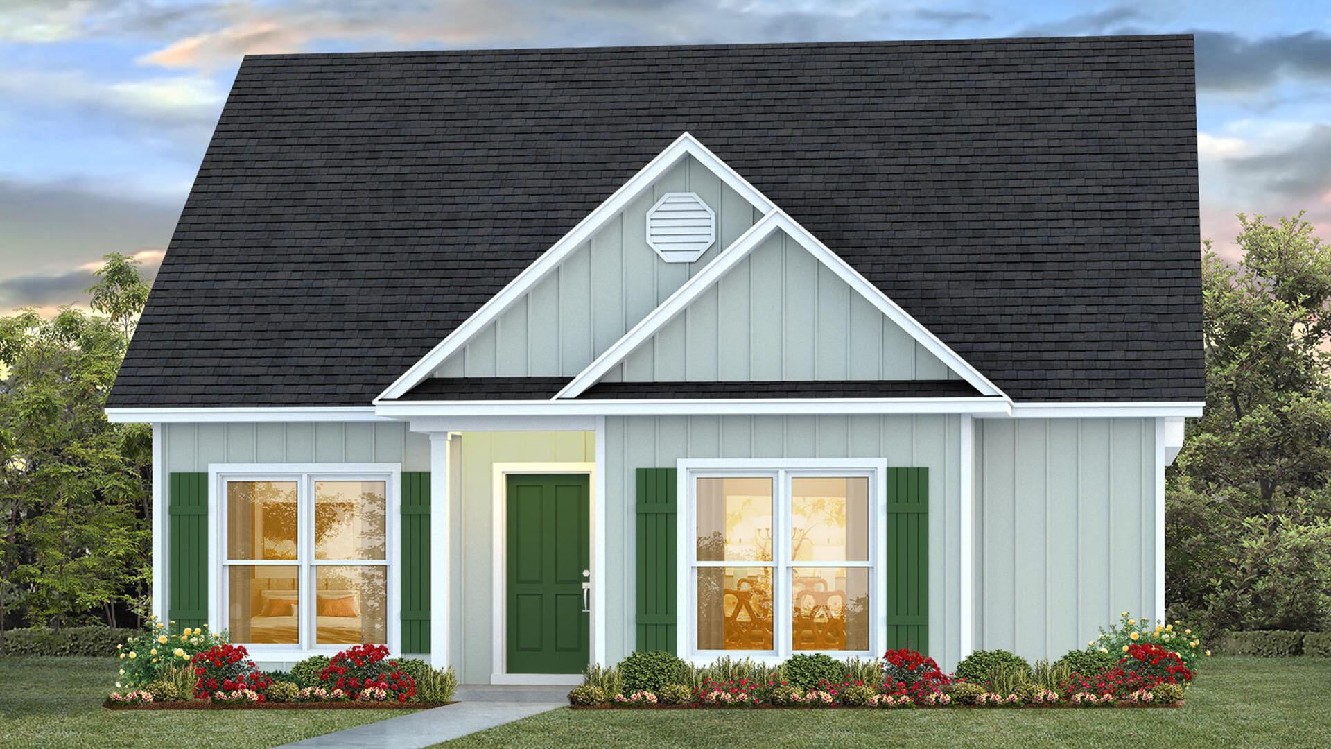 a front view of a house