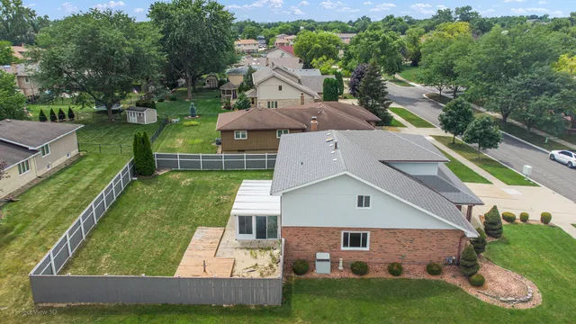 an aerial view of a house