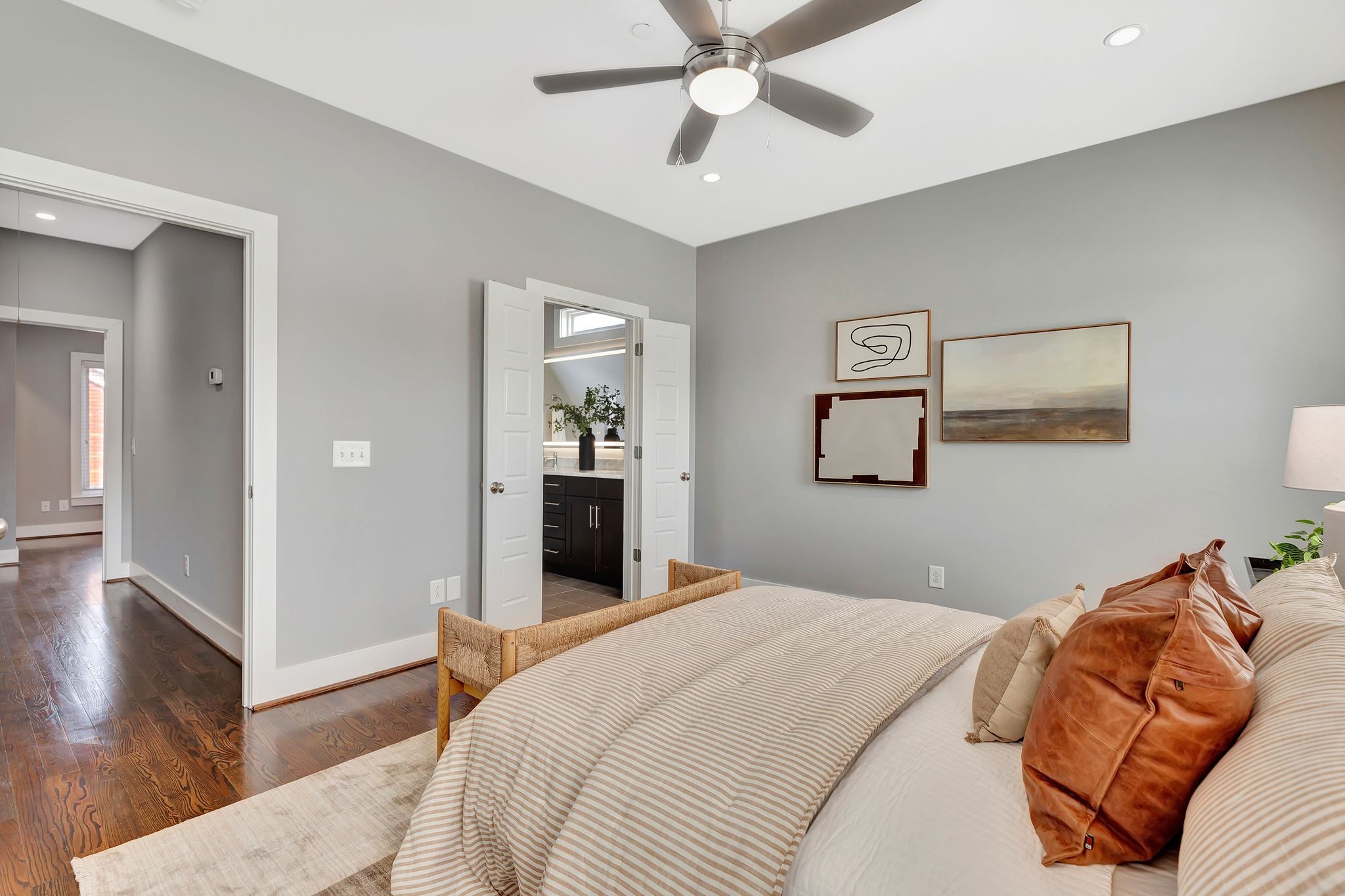 2003 Convent Place, Unit 9 Nashville, TN 37212 - Photo 18 of 31 a bedroom with a bed and a chandelier