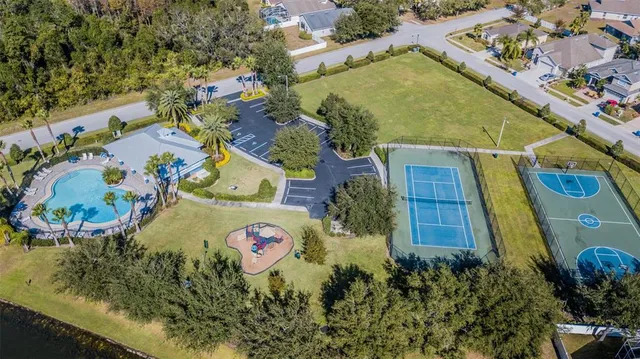 an aerial view of a house