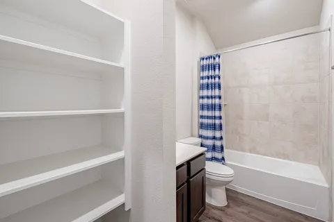 a bathroom with a toilet and a bathtub
