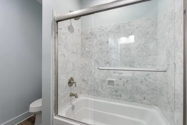 a bathroom with a bathtub