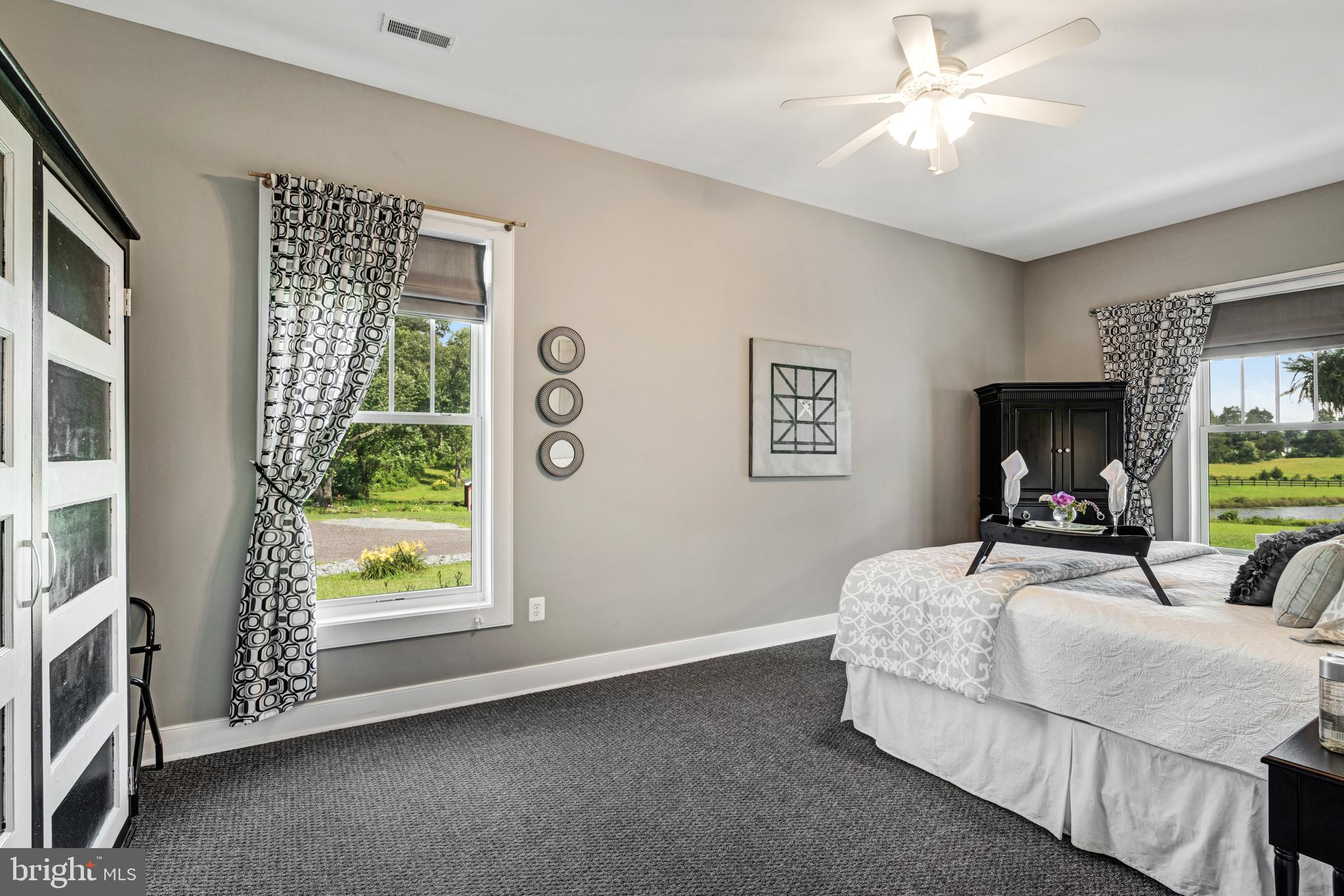17440 True Blue Lane Reva, VA 22735 - Photo 43 of 75 a bedroom with a bed and a chandelier