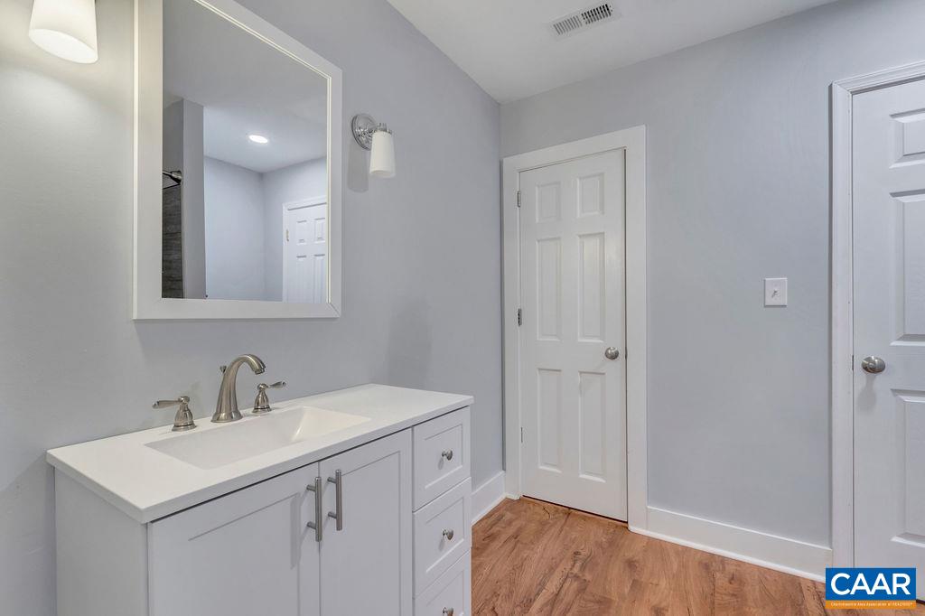 5668 Advance Mills Road Ruckersville, VA 22968 - Photo 35 of 56 a bathroom with a sink a toilet a shower and a mirror