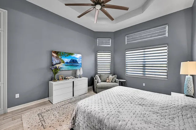 a view of a golf course with a lake