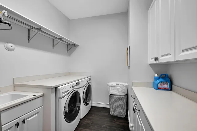 a view of a park with a large tree