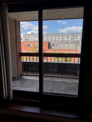 a view of a glass door with a glass door