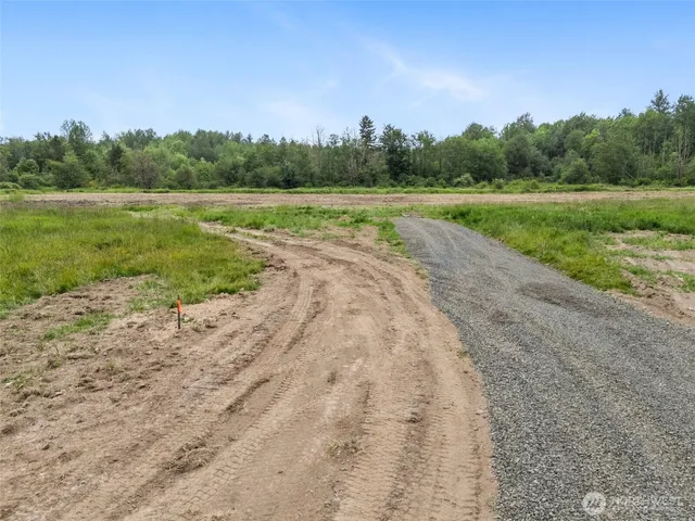 a view of a yard with a lake view