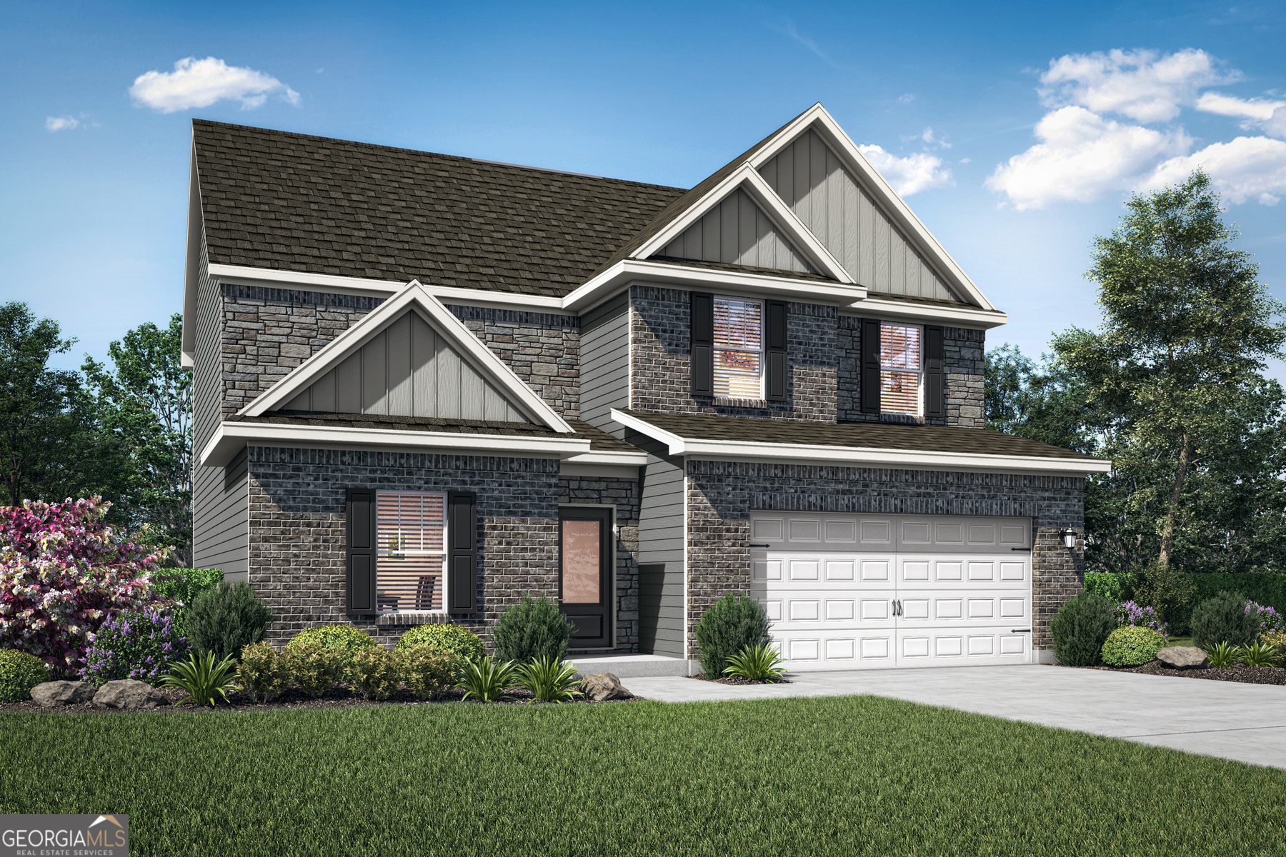 661 Mackenzie Cove Villa Rica, GA 30180 - Photo 1 of 18 a front view of a house with a yard and garage