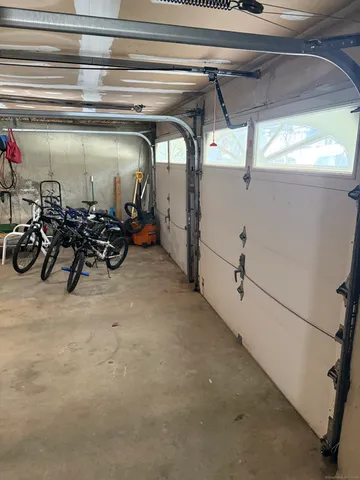 a view of a garage with the view of a couch