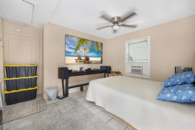 a bathroom with a shower curtain