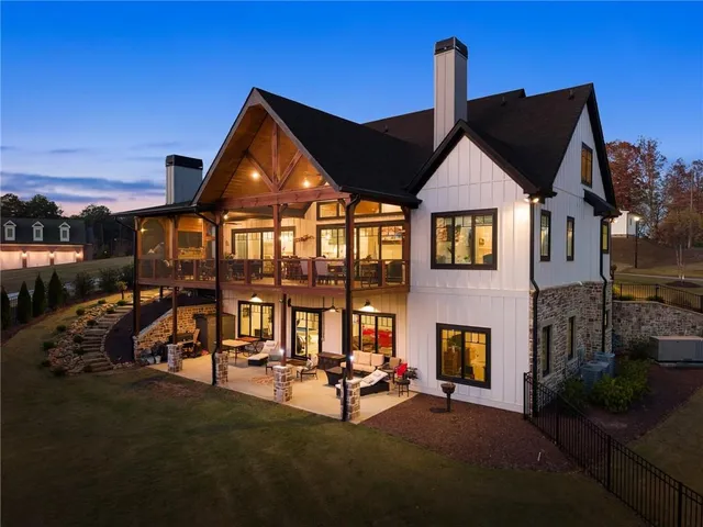 a view of a lake from a city