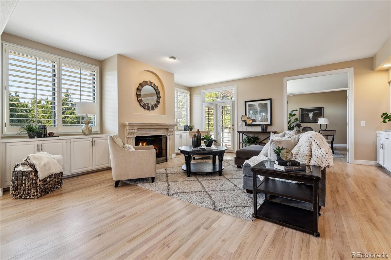 72 Falcon Hills Drive Highlands Ranch, CO 80126 - Photo 19 of 49 a living room with furniture and a fireplace