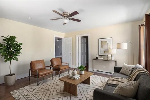 a living room with furniture