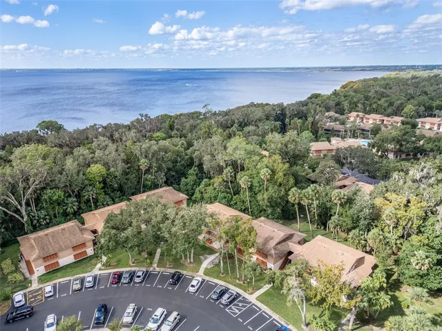 an aerial view of a house with a garden