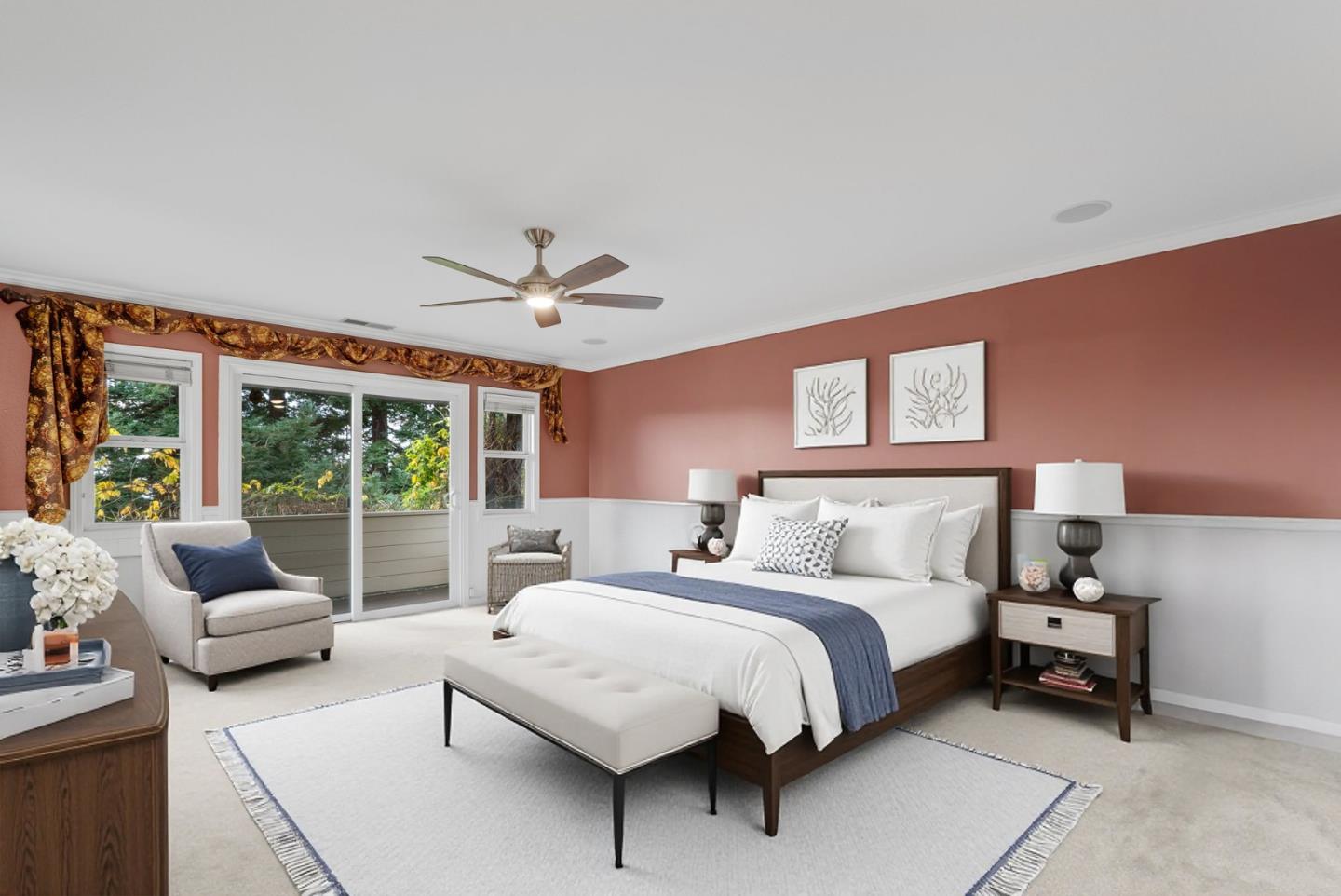 210 Moore Creek Road Santa Cruz, CA 95060 - Photo 27 of 63 a large bedroom with a bed and a large window