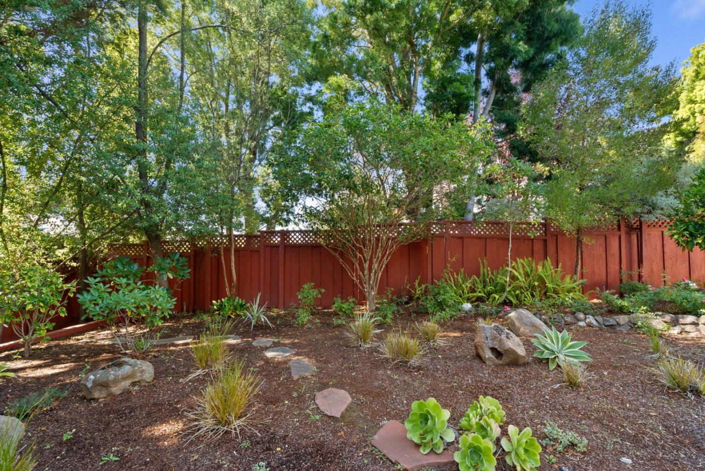 210 Moore Creek Road Santa Cruz, CA 95060 - Photo 50 of 63 a view of a backyard with plants and a large tree