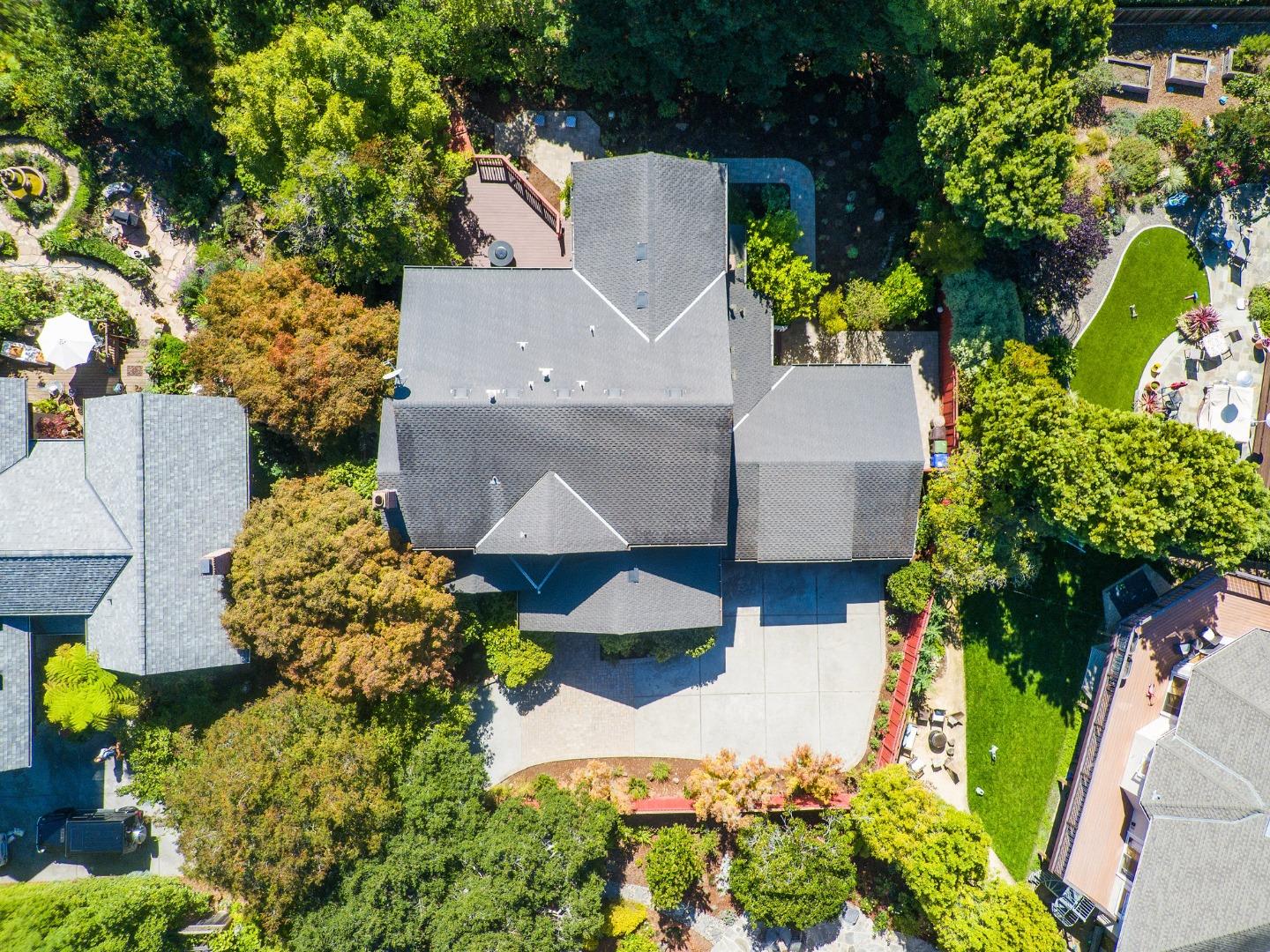210 Moore Creek Road Santa Cruz, CA 95060 - Photo 58 of 63 an aerial view of a house with a yard and a fountain