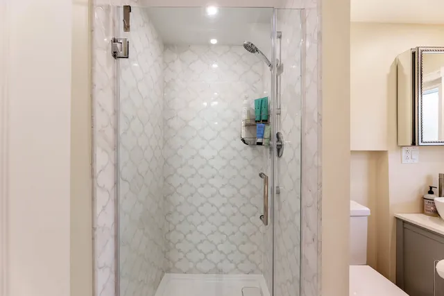 a bathroom with a shower