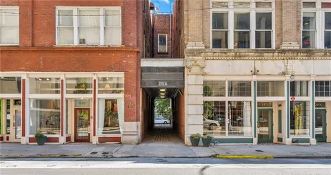 front view of a brick building