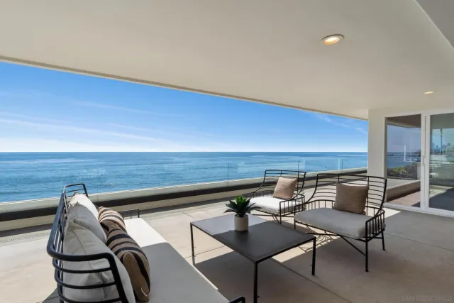 a view of ocean from a balcony