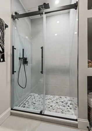 a bathroom with a shower