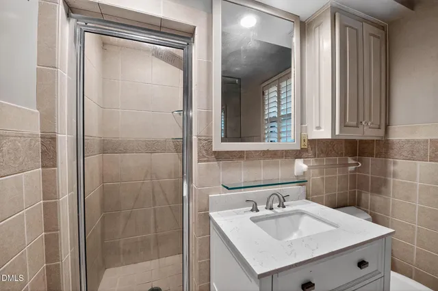 a bathroom with a bathtub