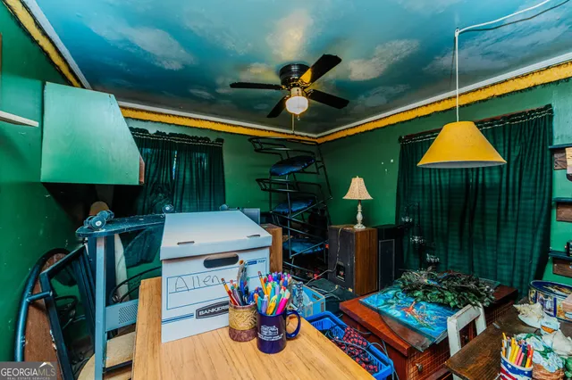 a room with musical instruments