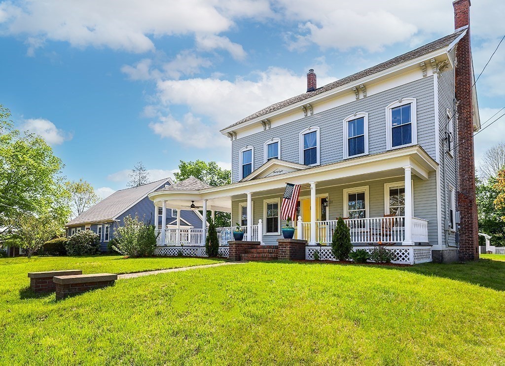 28 Maple Street Mendon, MA 01756 - Photo 39 of 39 a front view of a house with swimming pool and porch with furniture