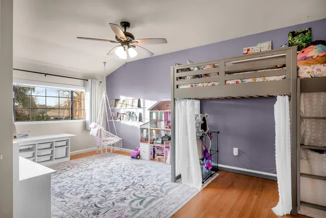 a view of a backyard with a tree